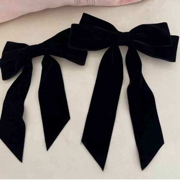 2 pcs Elegant Black Velvet Hair Bow - Picture 9 of 9